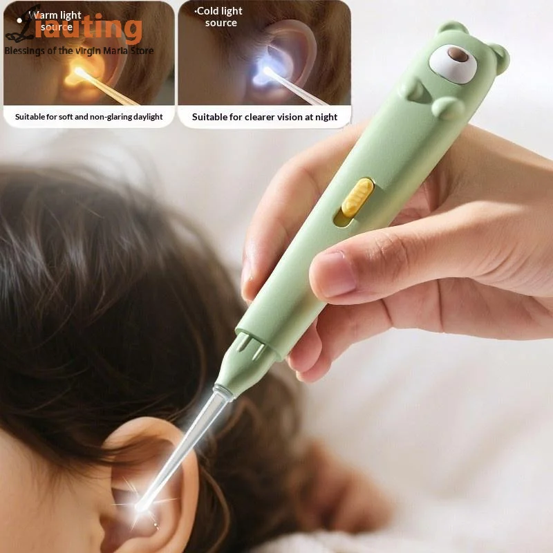 مضيئة الأذن قاعدة الملاعق الأذن الشمع إزالة تنظيف الملقط مصباح ليد Earpick مشبك الأنف الأطفال الكبار أدوات تنظيف الأذن