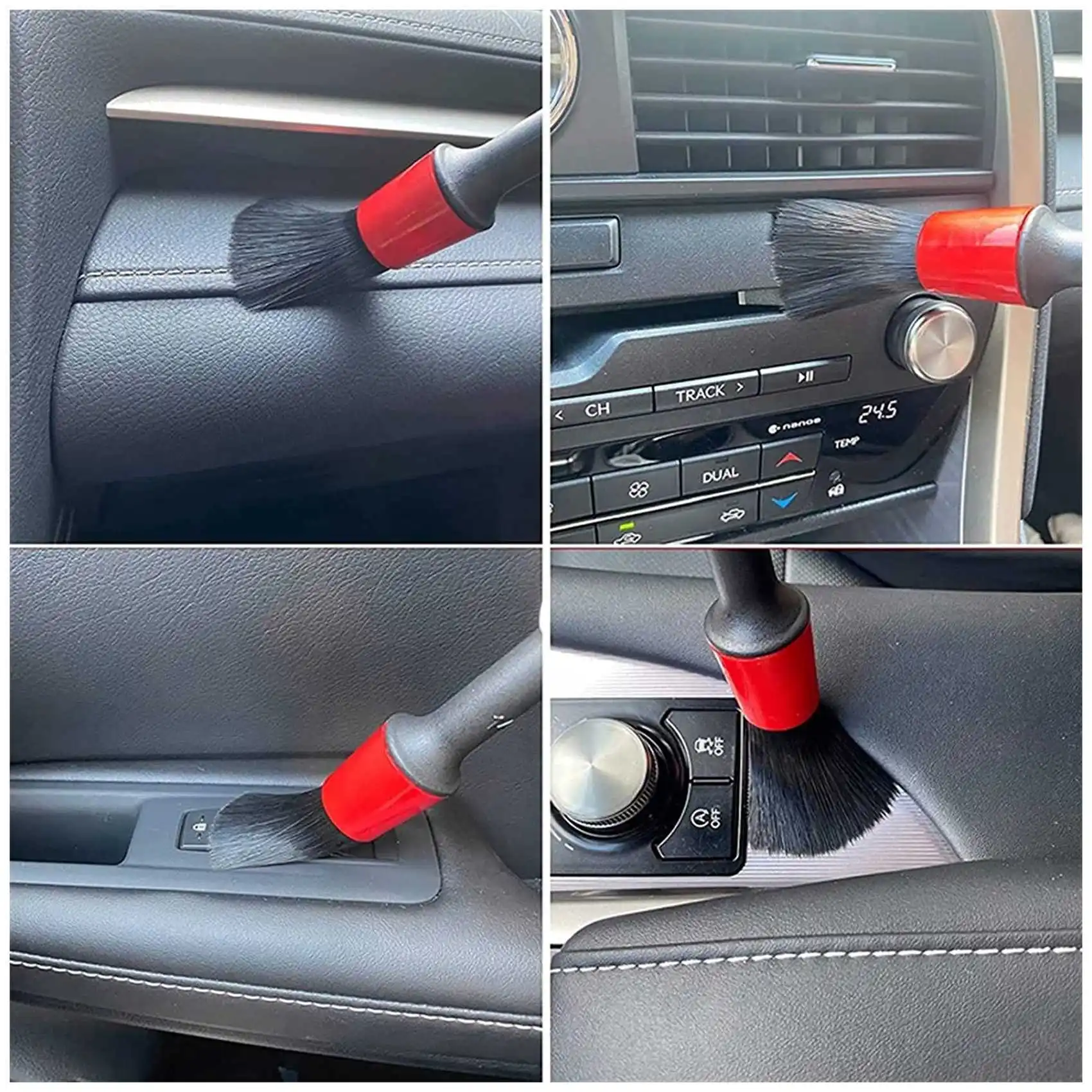 NEW HOT In Stock-Detail Brush (Set Of 5), Auto Detailing Brush Set Perfect For Car Motorcycle Automotive Cleaning Wheels, Dashbo