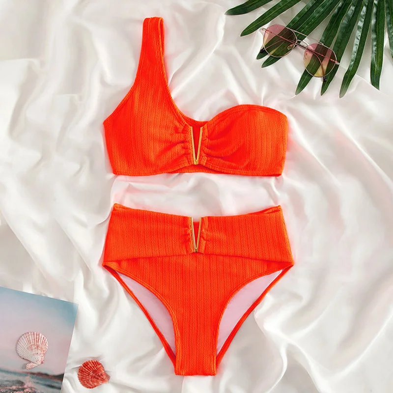 Bikini brasileño de Color liso para mujer, traje de baño Sexy, ropa de playa, 2024