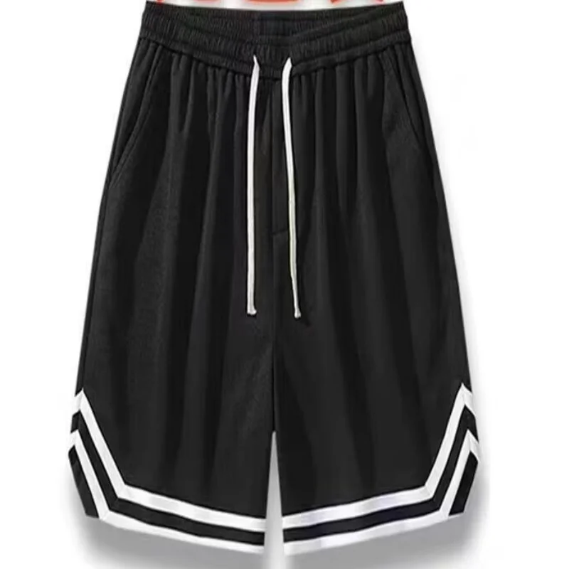 Summer thin shorts men's new casual loose breathable hanging feeling student five quarter pants embroidered logo straight leg ca