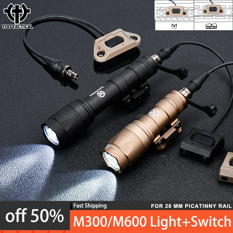 Airsoft M300 M600 Flashlight Tactical Hunting Remote Weapon Spotlight ModButton Pressure Switch Fit Keymod M-Lok 20MM Picatinny