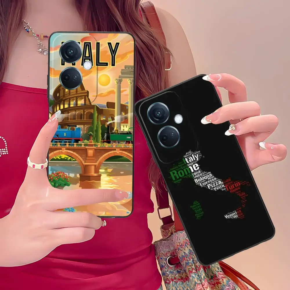إيطاليا العلم المحمول قضية الهاتف الخليوي ل ممن لهم رينو 14 13 12 11 10 9 8 7 6 5 F T Pro 5G الملونة غطاء الطباعة غطاء فاخر جميل #3