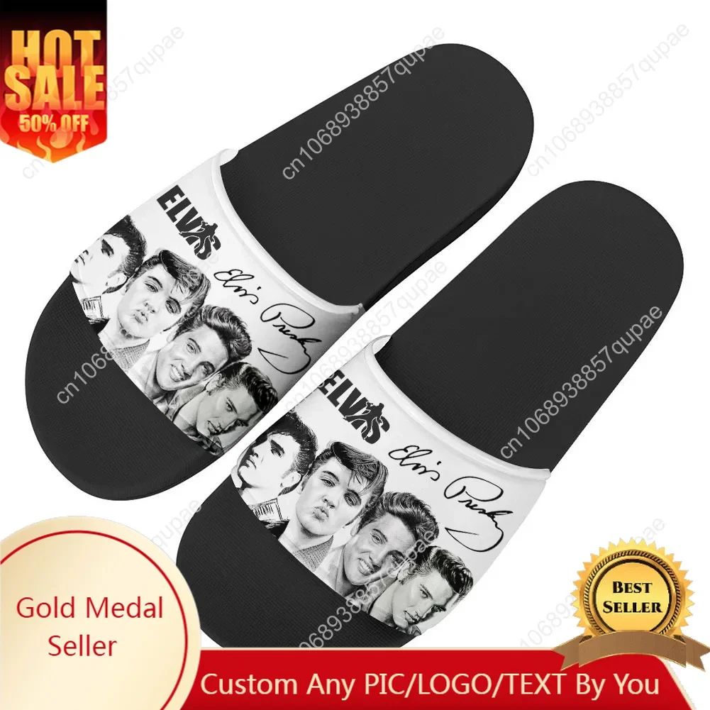 

E-Elvis King Hillbilly Cat Home Water Shoes P-Presley Mens Womens Teenager Beach Pool Sandals Custom Made Fashion Summer Slipper