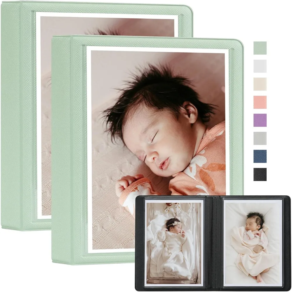 

2 Pack Small Photo Album 4x6 Photo 36 Pockets Plastic Customizable Cover, Mini Portable Photo Book 4x6 Pictures for Wedding Fami