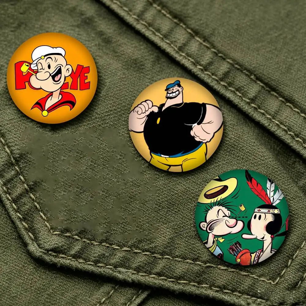Classic CartoonS Popeye-E the Sailor  25mm 32mm 44mm 58mm 75mm Brooches Badges Pins for Accessories Gift