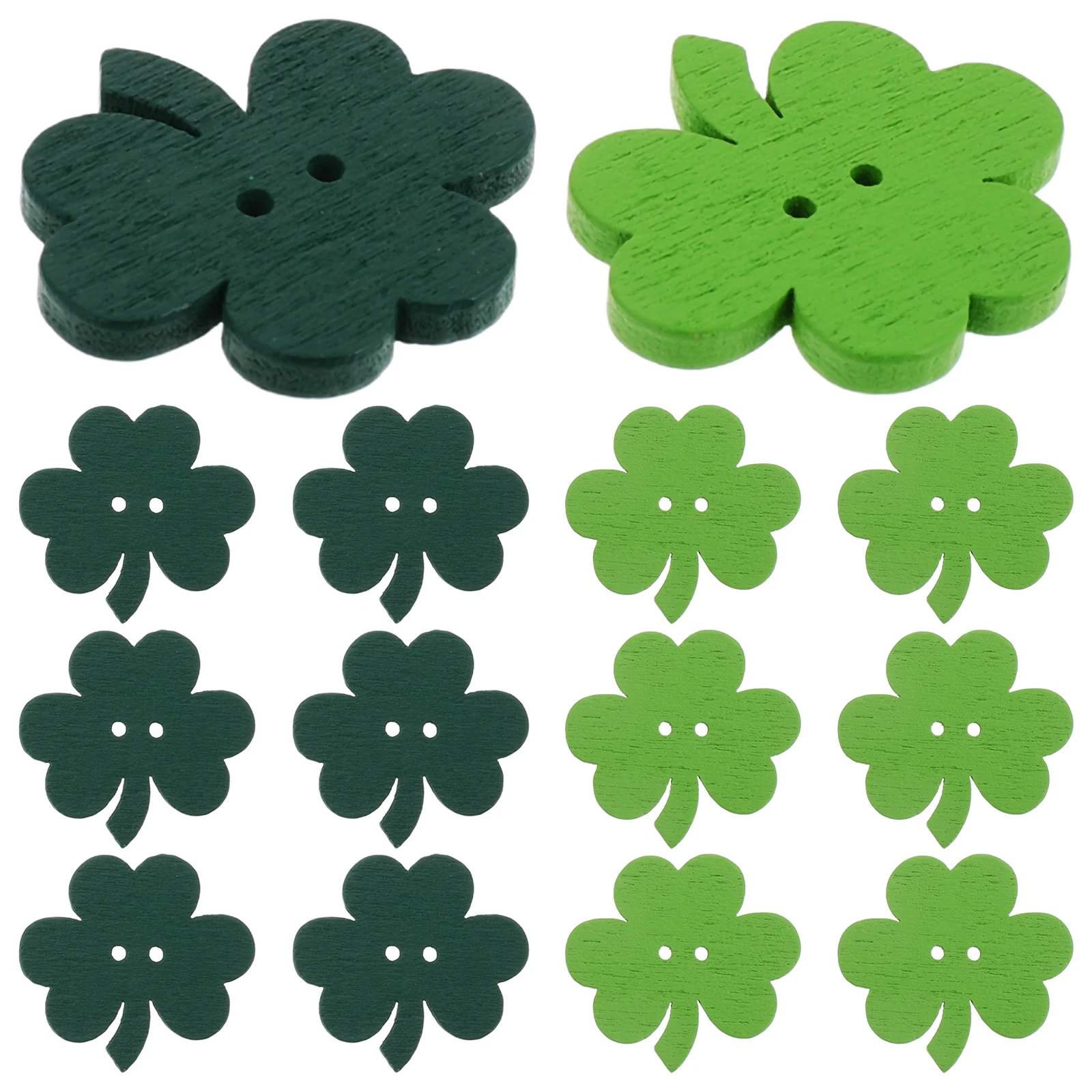 

50pcs Lucky Clover Wood Buttons Durable Craft Decorative Accessories for Patrick's Day Party Spring Theme DIY Projects Wooden