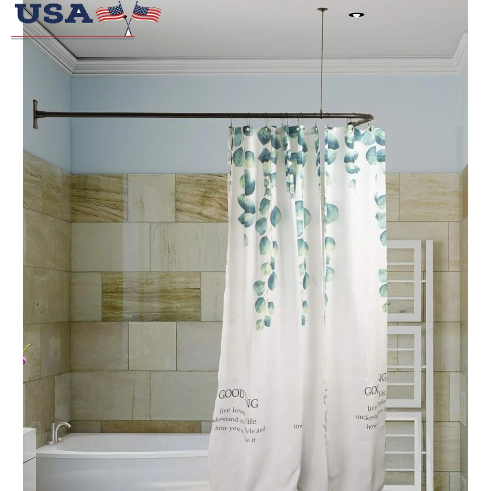 

Durable L Shaped Shower Curtain Rod Corner Tub Bathroom Adjustable Ceiling Support Easy Installation Heavy Duty Metal