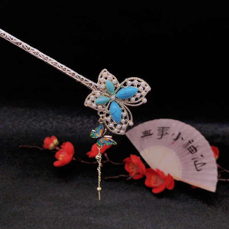 

Заколка для волос с жемчужной бабочкой, прогулочная заколка в древнем стиле, новая заколка для волос, головные уборы в стиле ретро и аксессуары для волос