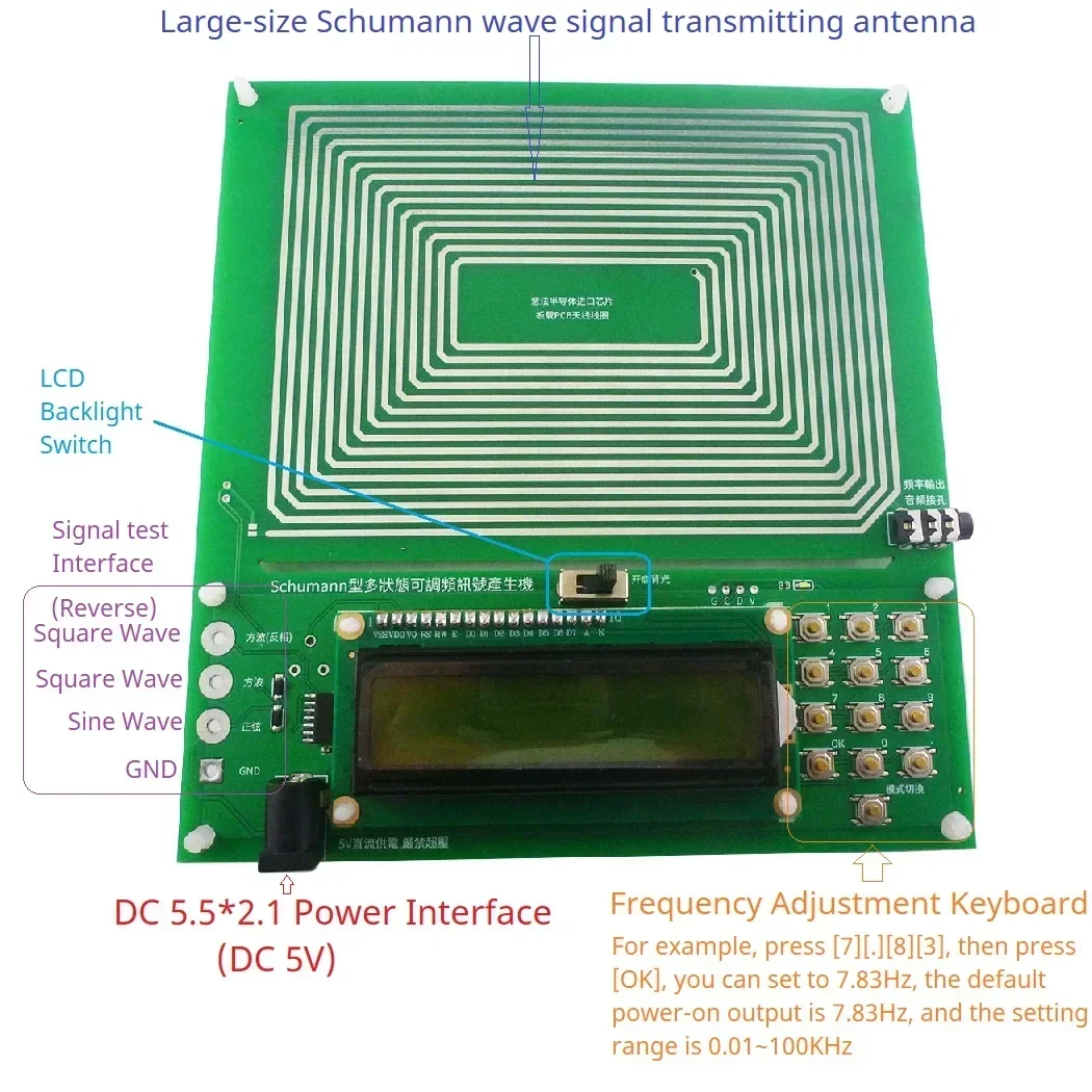 

0.01Hz~30000Hz Adjustable Schumann Sine Wave Resonance Generator Ultra-Low Frequency Pulse Generator Audio Resonator USB