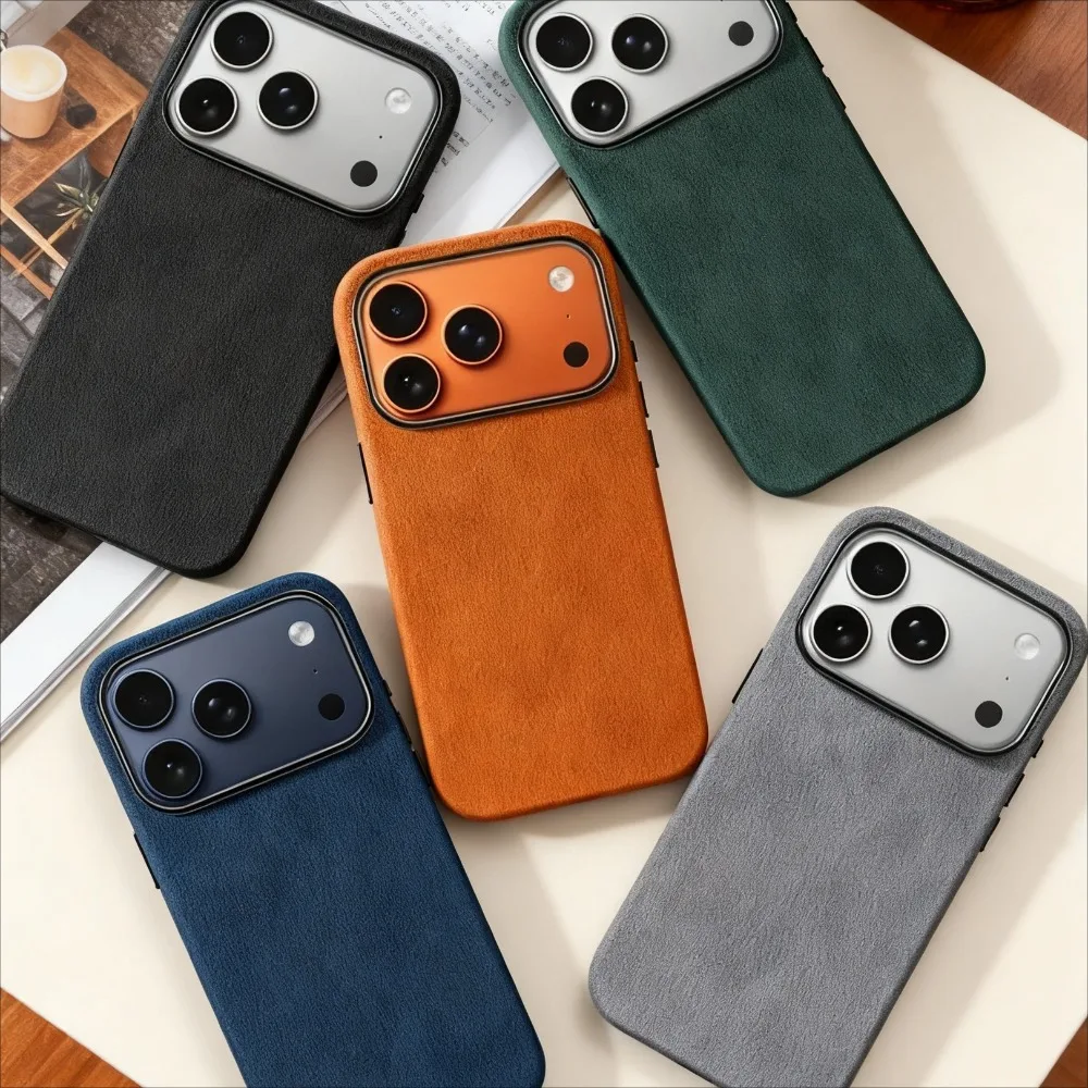 

Hellopie Magnetic Case Premium Real Alcantara for IPhone17 Pro Max 17Air with Smart Button Support MagSafe Smartphone Case Gifts