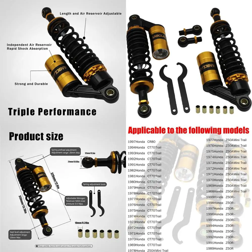 

Пара мотоциклетных амортизаторов 320 мм и 340 мм, универсальные задние воздушные амортизаторы для мотоцикла