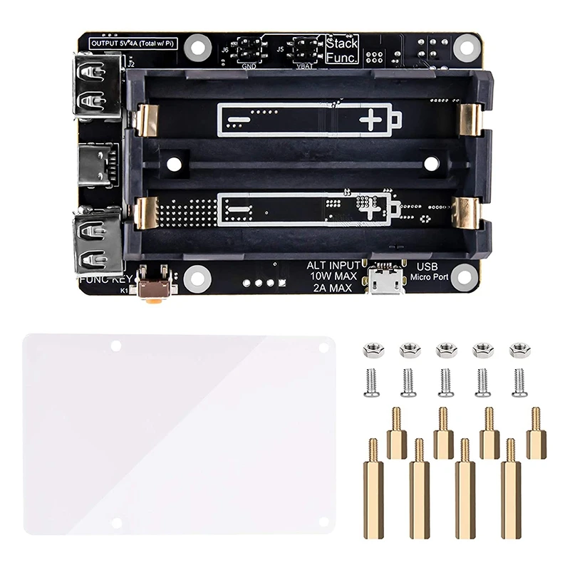 For Raspberry Pi 4 UPS Power Supply Uninterrupted UPS HAT 18 650 Backup Battery Power Supply Management Expansion Board