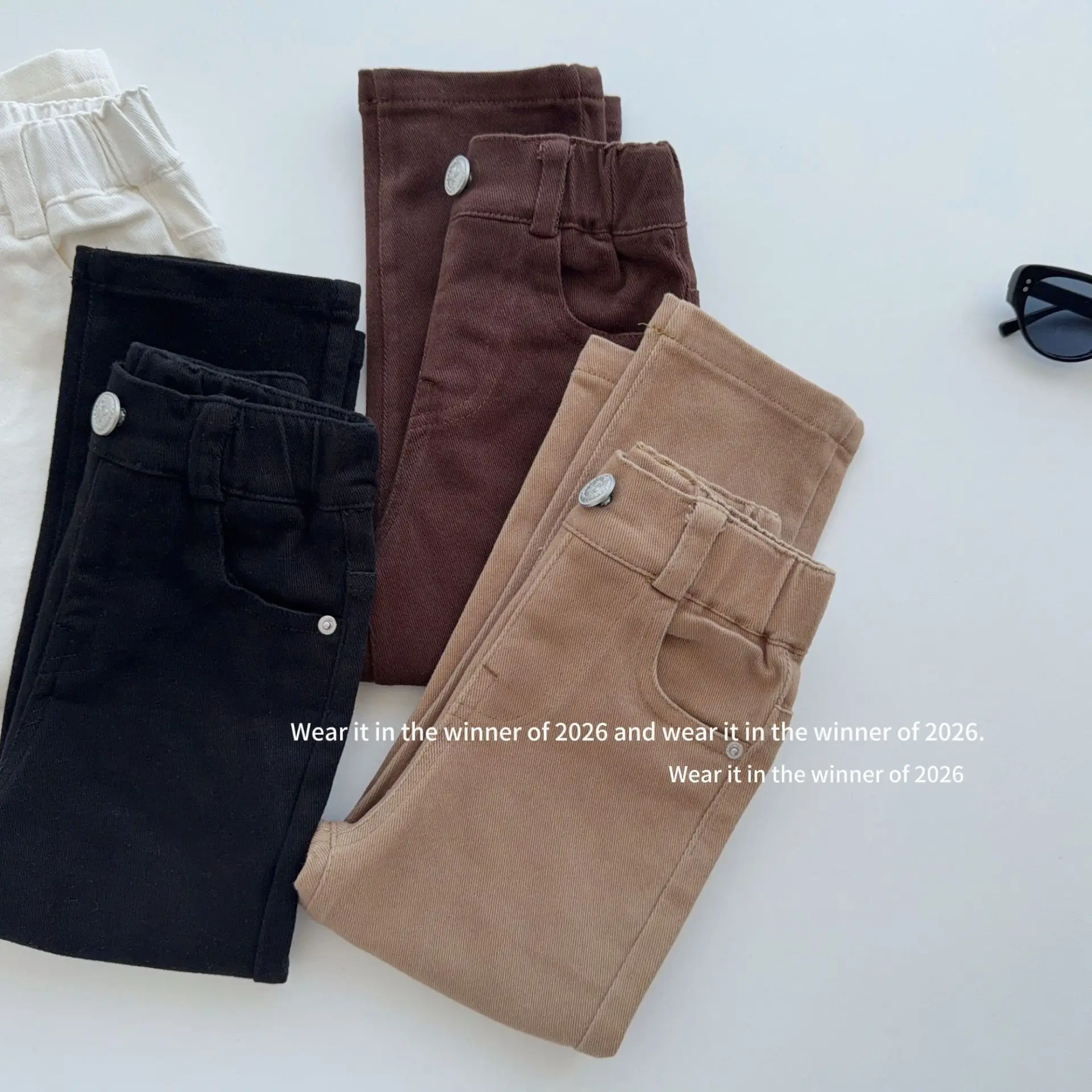 Girl Pants 2026 Spring and Autumn New Children's Clothing Korean Style Girl Baby High Waist Stretch Casual Small Foot Pants