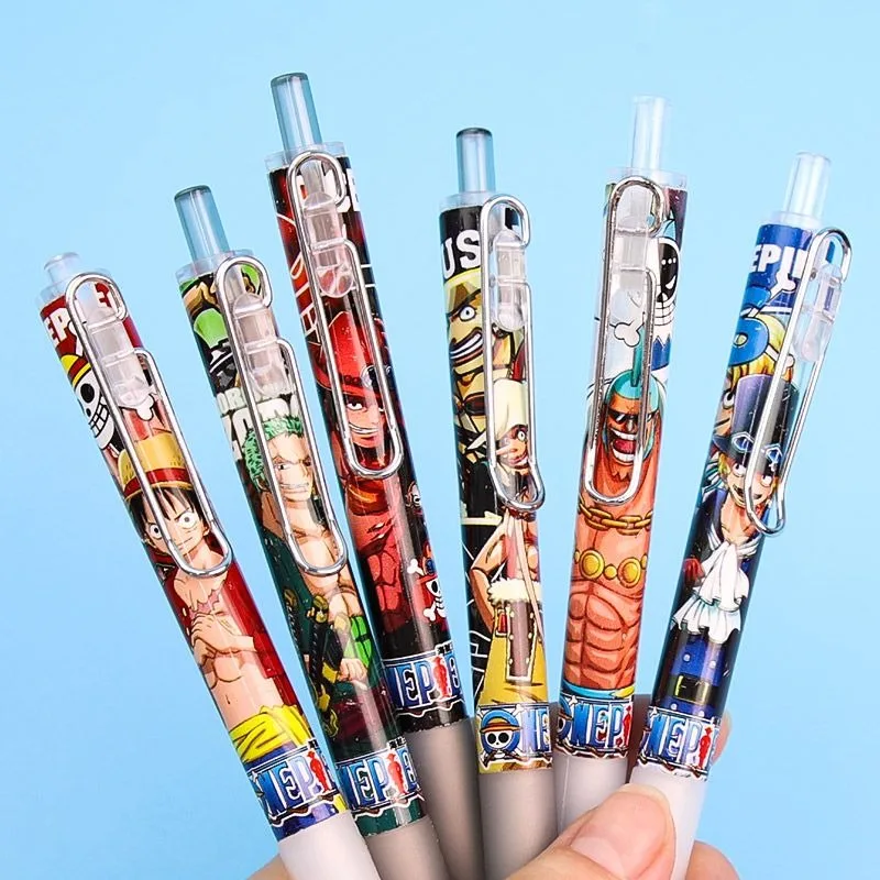 6 ชิ้น/เซ็ต One Piece กด Neutral ปากกา 0.5 Bullet Head ความงามปากกาลายเซ็นความเร็วแห้งสีดํา Neutral ปากกาอุปกรณ์โรงเรียน