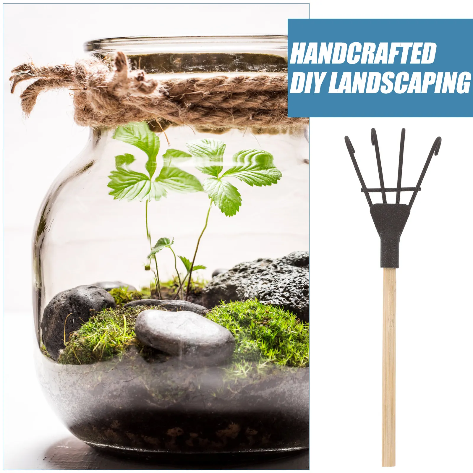 Mini Iron Rake Tool DIY Prop Portable Home Decor Multi Functional Small Gardening Sand Rake Micro Landscape Decorative Craft