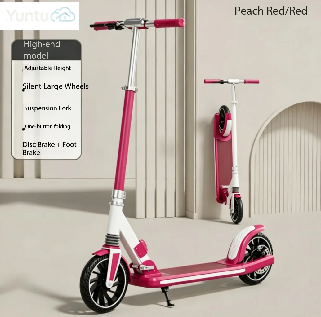 Two‑Wheel Kick Scooter for Teens Adults Foldable Shock‑Absorbing Dual Brake City Scooter Portable Commuter Kick Slide Scooter