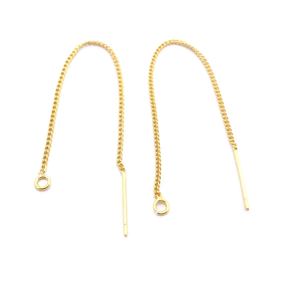 10PCS 18K Gold Color Silver Color Brass Stud Earring Line Connect Square Chain Jewelry Making Supplies Diy Findings Accessories