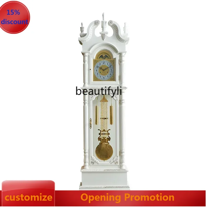 

ss7486 European Style the Grandfather Clock Living Room Villa Retro White Vertical Large Pendulum Clock Polaris Luxury Clock