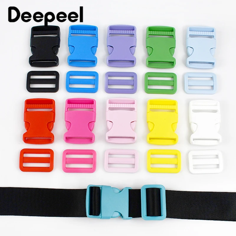 

5Sets Deepeel 32/38mm Colored Plastic Release Buckle Tri Glide Slider Buckles Bag Backpack Strap Webbing Adjust Sewing Accessory