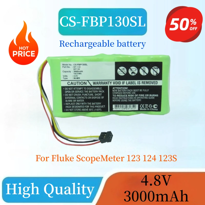 

New High Quality 4.8V 3000mAh NI-MH Battery CS-FBP130SL For Fluke ScopeMeter 123 124 123S Measuring Instrument Battery BP130