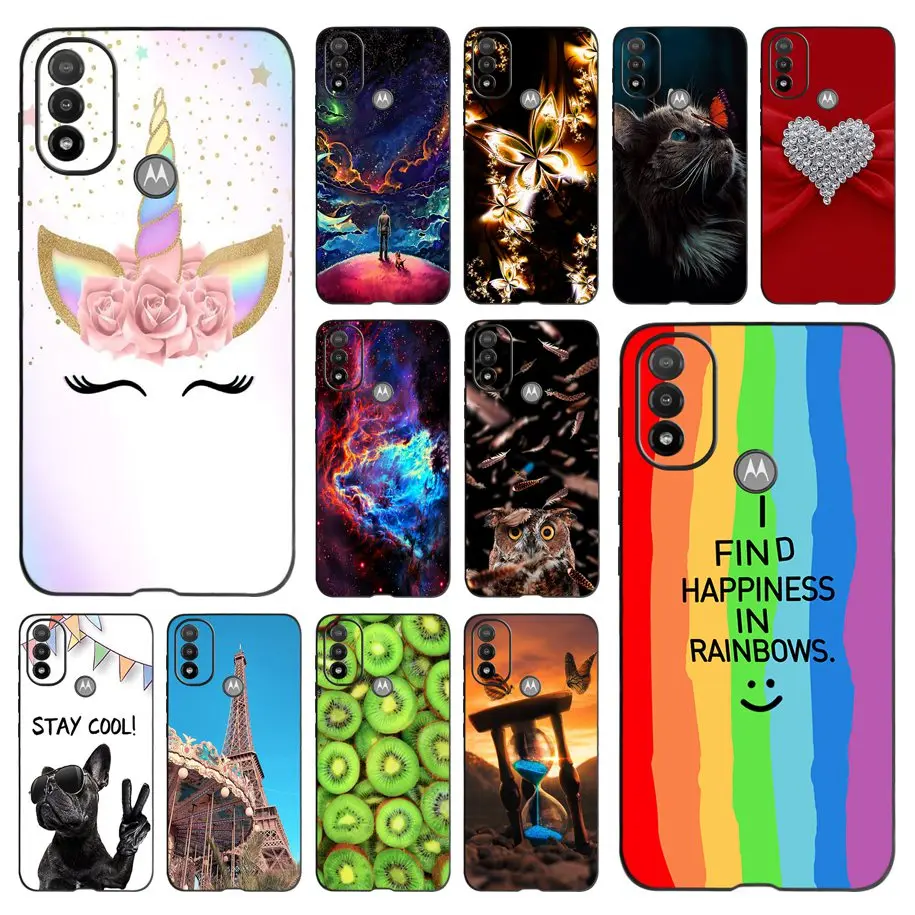 Para motorola moto e20 caso para moto e20 capa dos desenhos animados unicórnio capa de silicone macio fino capa para fundas moto e 20 e20 2021 pára-choques