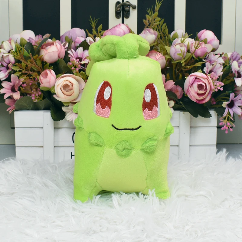 Pokemon Chikorita Plush Toy Kawaii Chikorita Pendan Soft Doll Japan Anime Pocket Pocket Monster Elf Leaf Peluche Doll Hot Gifts