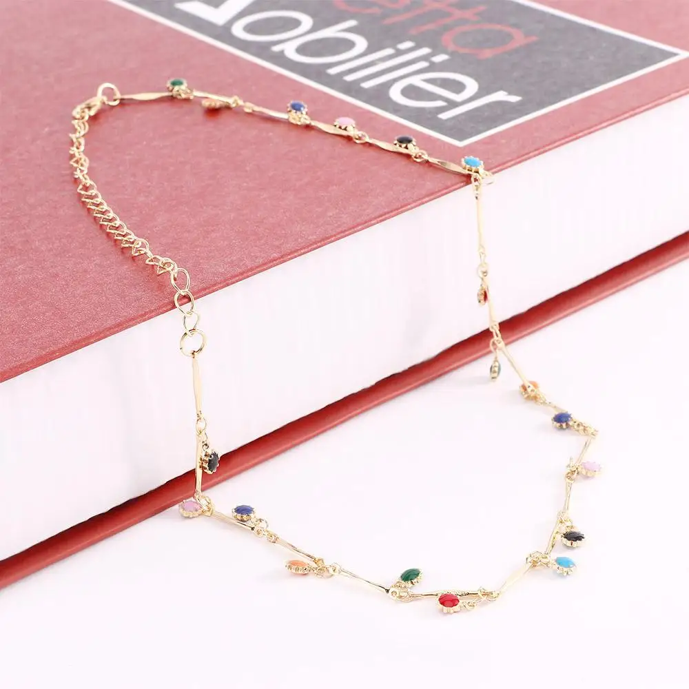 On the Neck Chic Candy Color Tassel Small Ball Single Layer Necklaces Fashion Accessories Jewelry Clavicle Chain