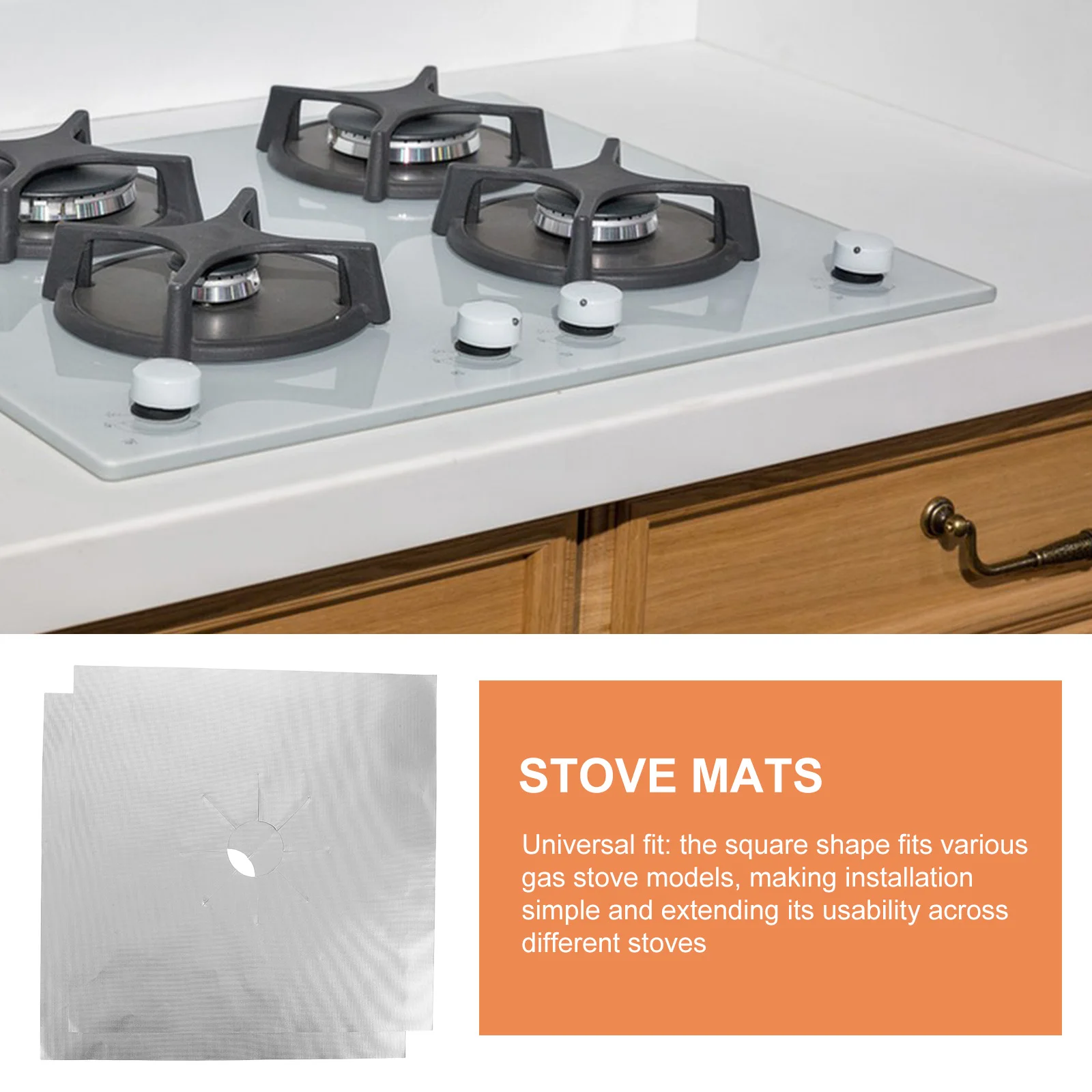 

4Pcs Thickened Gas Stove Protector Pads Non-Stick Reusable Washable Covers Square Shape for Kitchen Stove Cleaning