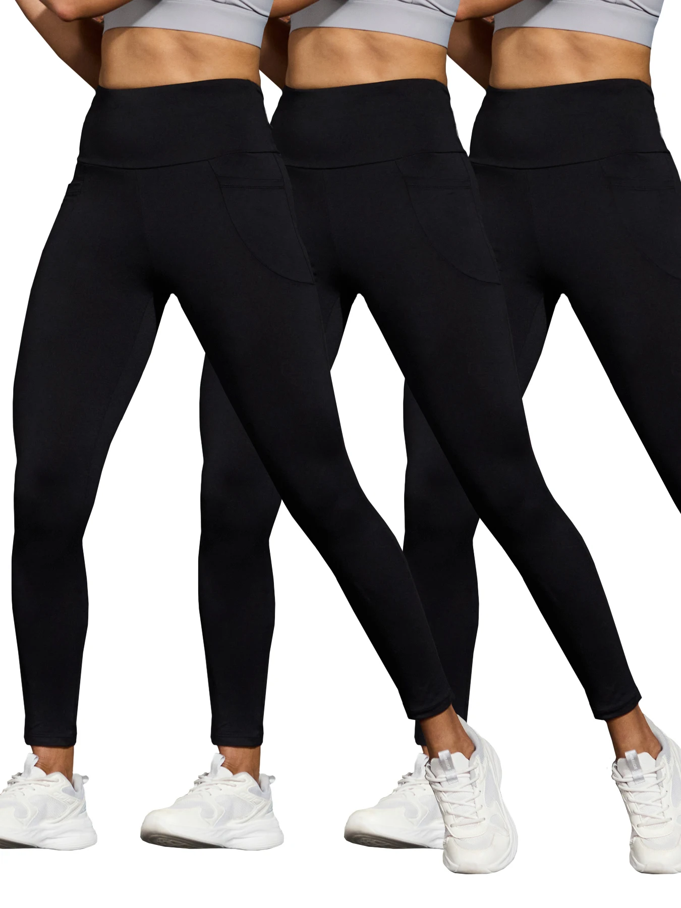 

3 Pack Super Soft Leggings with Pockets for Women, High Waisted Tummy Control Workout Yoga Running Pants Leggings