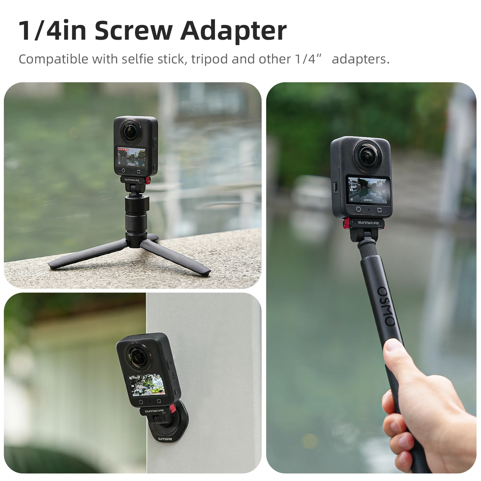 محول مغناطيسي لـ DJI Action 5 Pro/Osmo Nano/360 حامل سريع التحرير قابل للطي مع توسيع برغي 1/4 لـ DJI Action 4 3 2