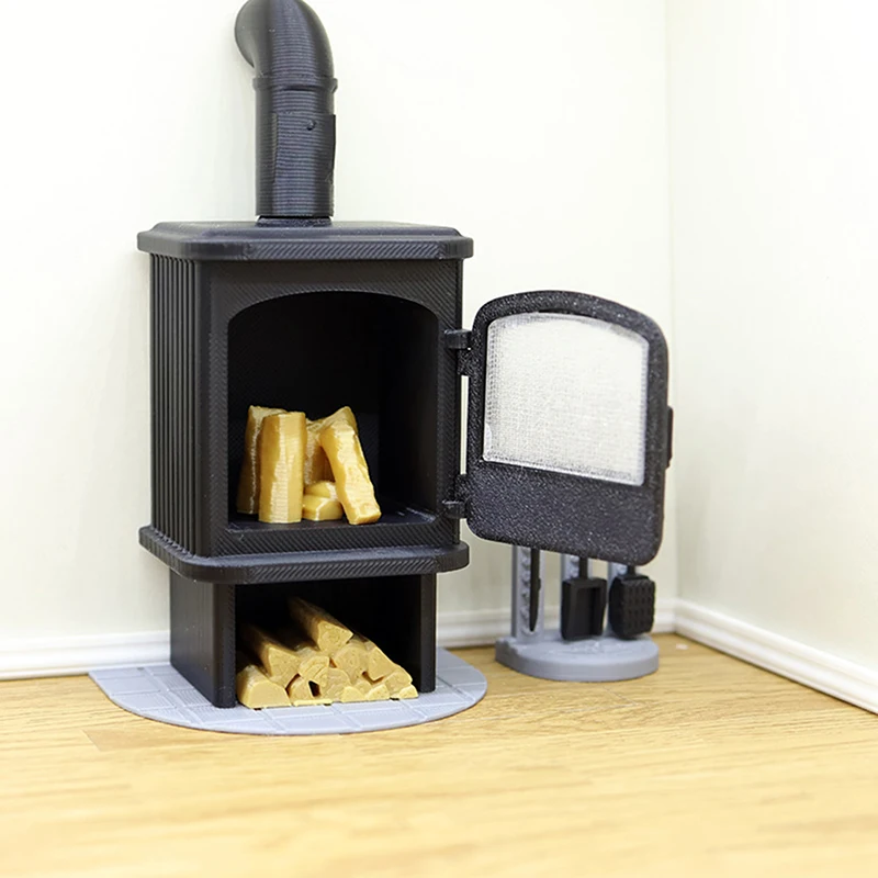 Casa de muñecas, decoración para sala de estar, muebles para casa de muñecas, accesorios 1/12, Mini chimenea, estufa, modelo de chimenea