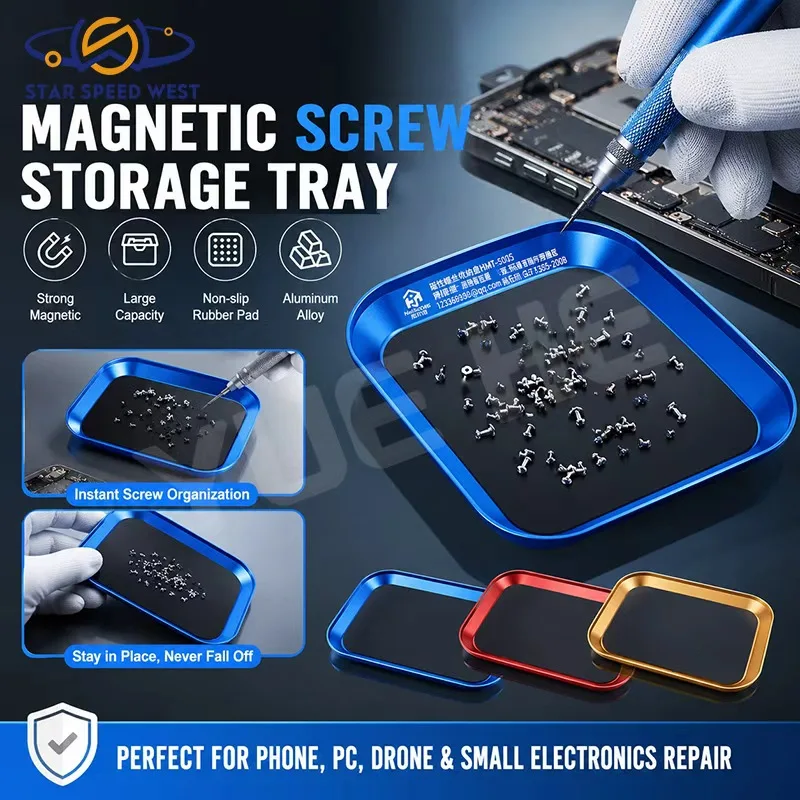 HMT HMT-S035 Magnetic Screw Organizer Tray Large Capacity Weak Magnetic Adsorption Aluminum Alloy Non Slip Pad For Phone Repair