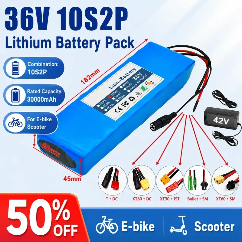 

36V 10S2P lithium battery pack 30000mAh modified electric bicycle 500W-1000W scooter Batteries