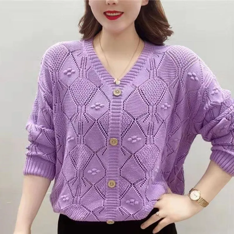 

Loose Sweater Pullover Women Jumper Spring Autumn New Popular Knitwear Top Female Retro Middle Aged Mother Base Shirt