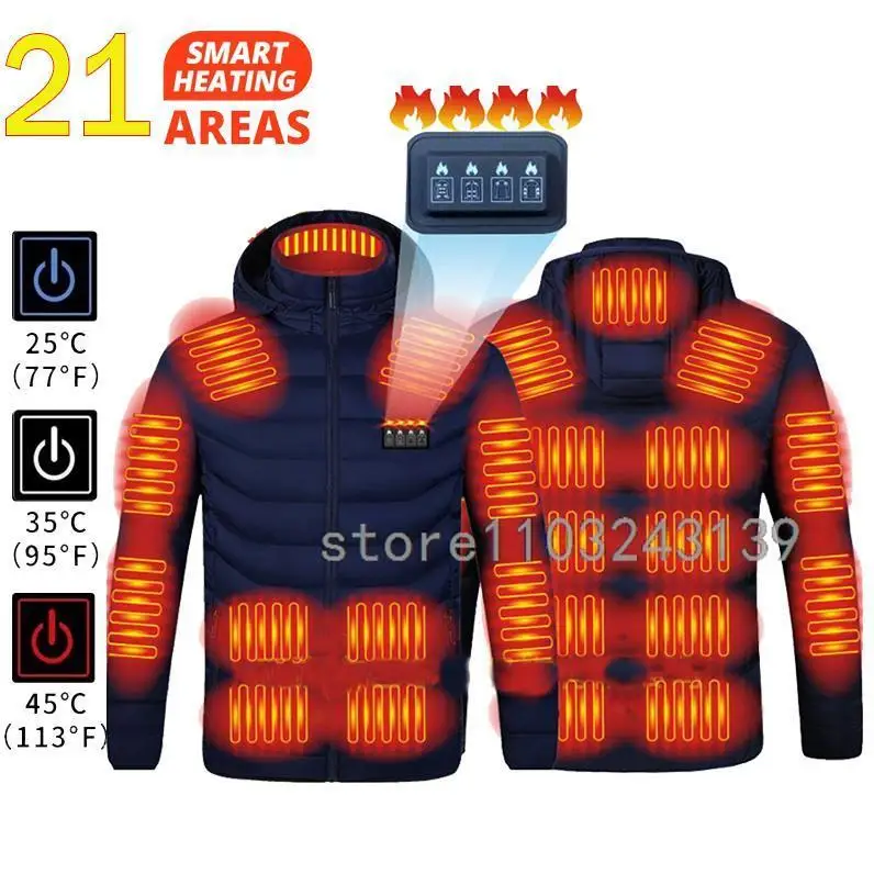 

21 Areas Heated Jacket Men Winter Waterproof Heating Jacket Keep Warm Jackets Parkas Coat Heated Vest Tactical