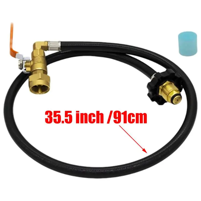 Adaptador de recarga de propano Flexible, manguera de Gas, acoplador de tanque de cilindro plano, tubo de carga de Gas con válvula de Control, accesorio para estufa de Camping