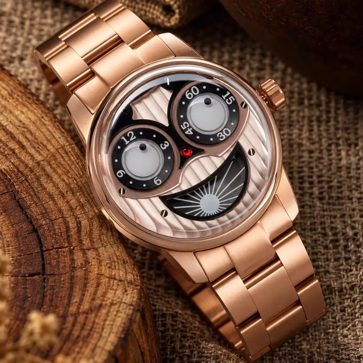 OBLVLO Men Automatic Watch 42mm Mechanical Wristwatch Luminous Joker Dial 50M Waterproof Sapphire Mirror Sun-Moon Miyota Mov
