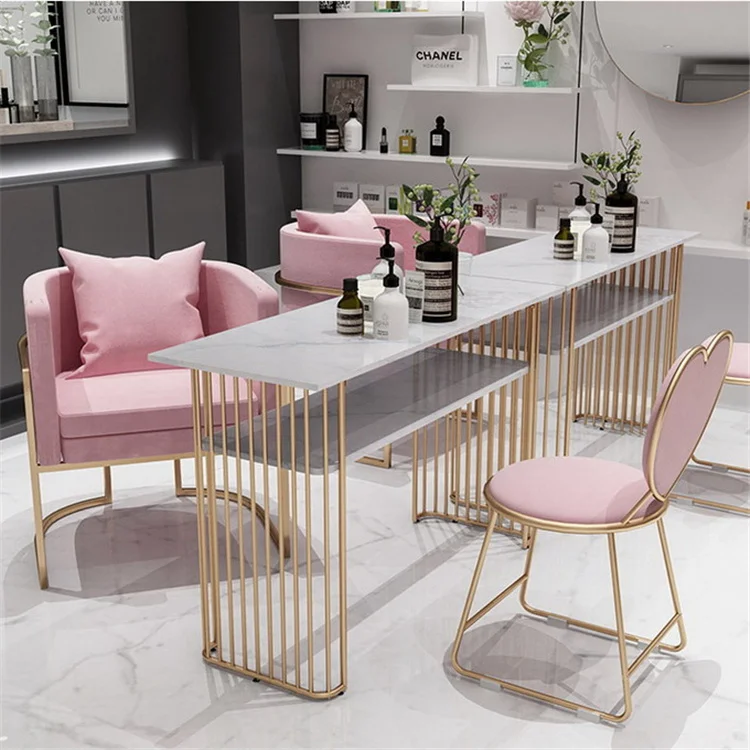 Salon Furniture One or Two-seater Pink Beauty Nail Manicure Table for Nail Salons