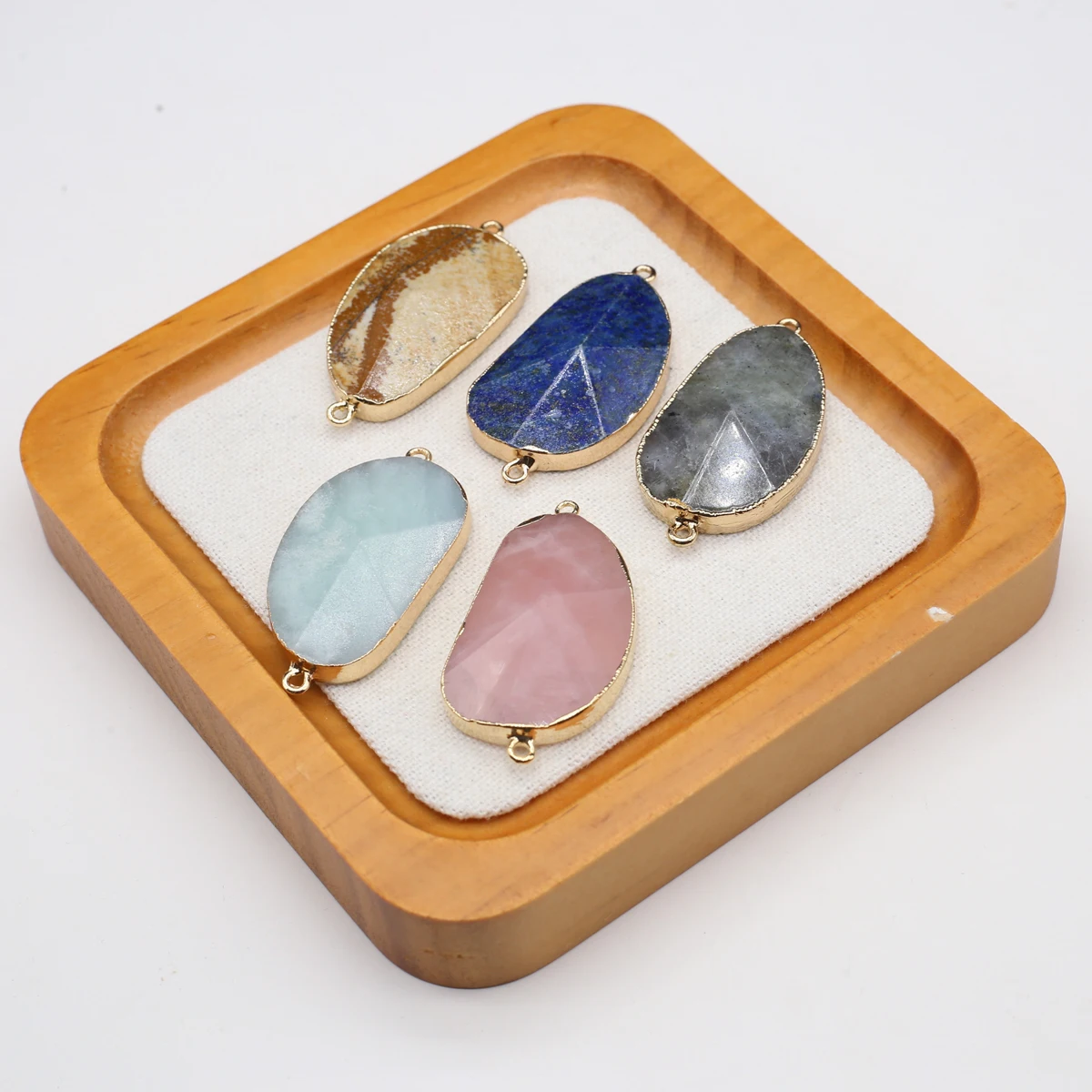 

22x45mm Natural Stone Connector Faceted Pendant Charms for DIY Women Men Necklace Bracelets Jewelry Making Accessories Supplies