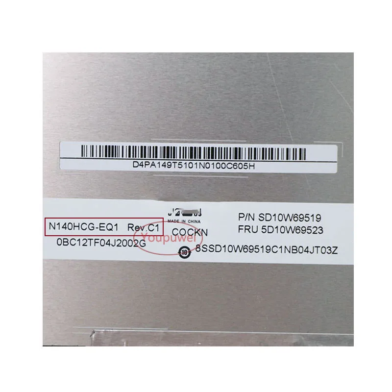 Laptop LCD Screen N140HCG-EQ1 Rev.C1 For Lenovo air 14IIL 2020 5D10W69523 replacement Display IPS 72% NTSC FHD 14.0-inch matrix