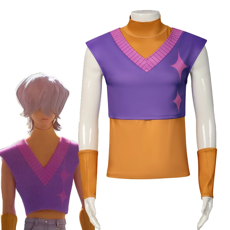 Película de Anime para adultos, superestrella misteriosa Saja, traje morado, disfraz de Halloween para hombres, cazadores de demonios KPop, disfraz de Saja misterioso
