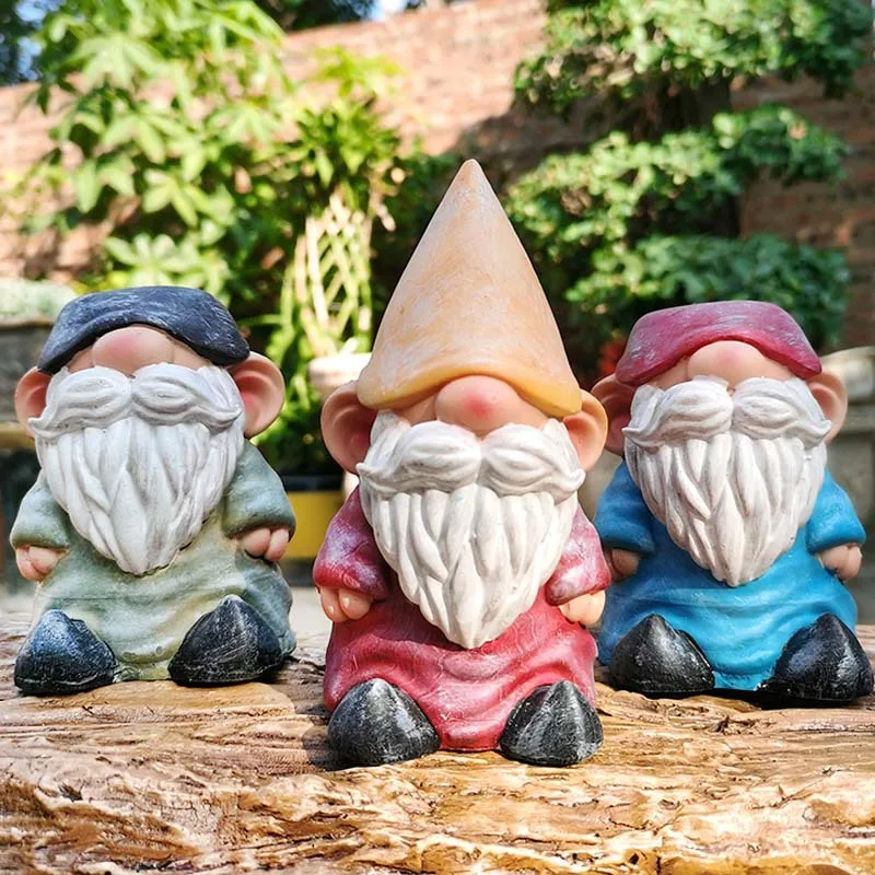 Funny Dwarfs Cartoon Resin Ornaments Naughty Gnome Garden Decoration Statue Old Man Lawn Yard Decor Statue