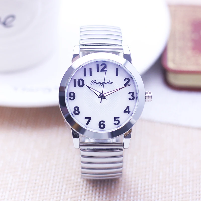 New Arrivals women's men's Couple old man fashion led light Luminous dial quartz watches elasticity Stainless steel strap watch