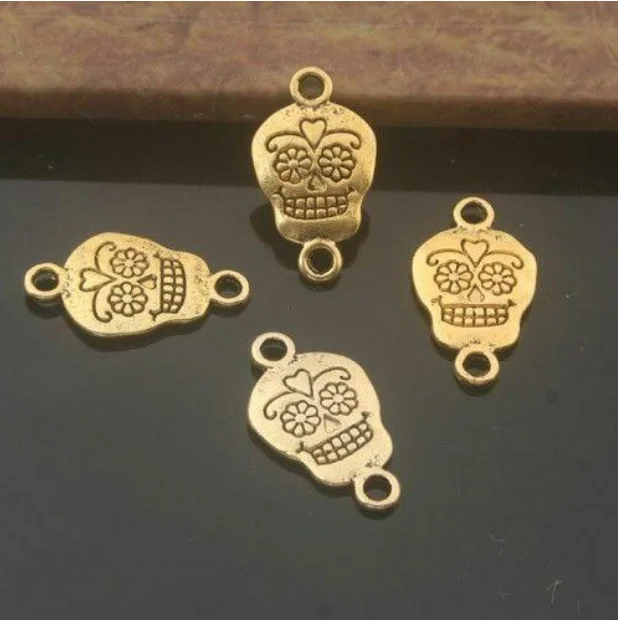 20pcs 20*11mm Alloy Charm Two Sides Skull Link/pendant G1184
