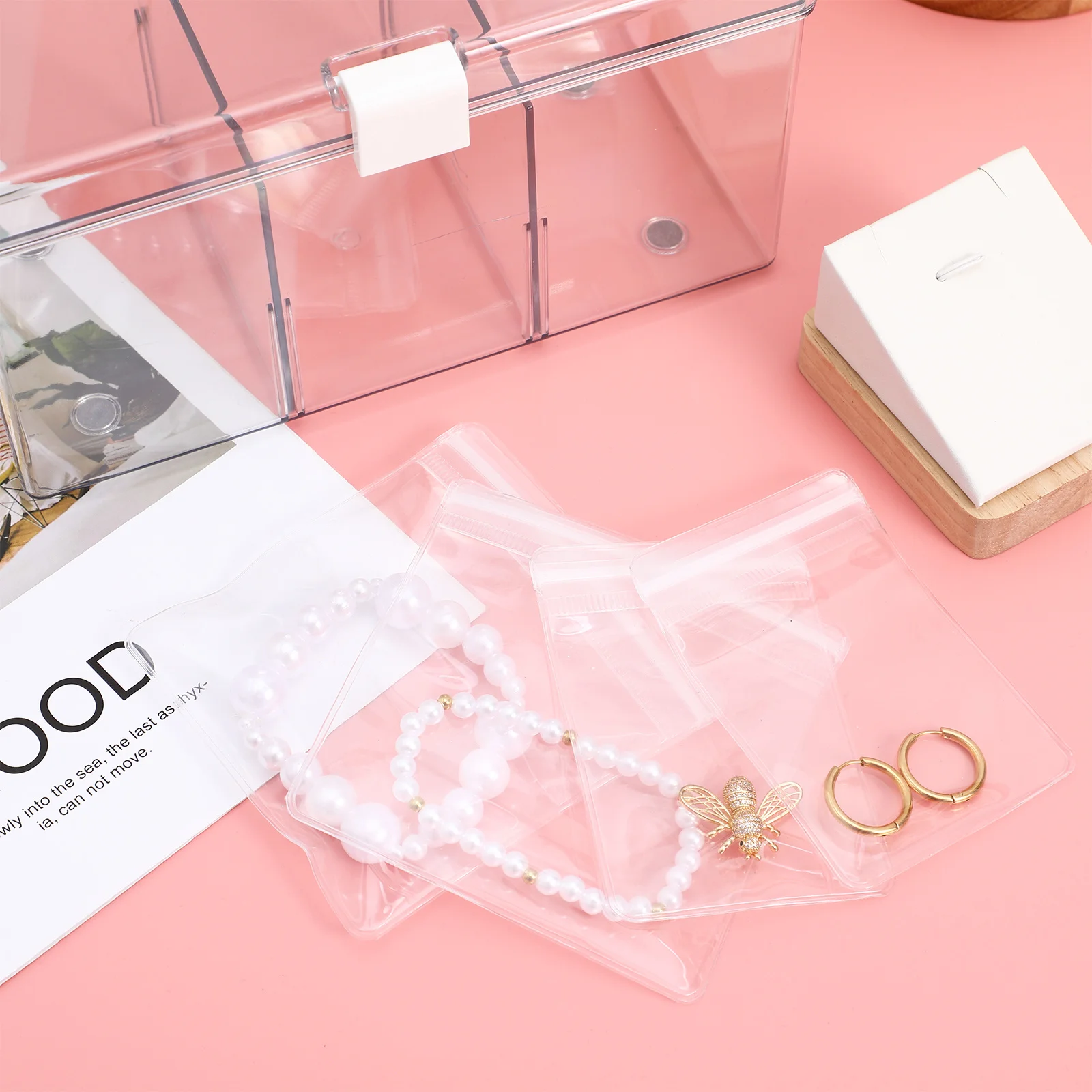 Clear Acrylic Jewelry Storage Box Large Capacity Organizer Portable Jewelry Case for Rings Earrings Necklaces Earring Organizer