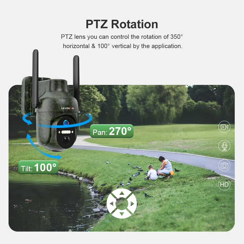 كاميرات الصيد LS VISION بطارية واي فاي لاسلكية تعمل بالطاقة الشمسية 4G مع 360 ° عرض وتشغيل، رؤية ليلية، كاميرا الحياة البرية المنشط بالحركة