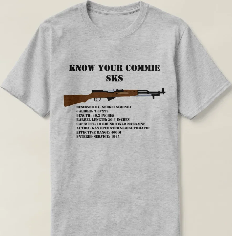 ليس جميع المسدسات الروسية هي بعض أنواع AK. روسيا السوفياتي SKS بندقية تي شيرت جديد 100% القطن قصير الأكمام س الرقبة عادية قميص رجالي #5