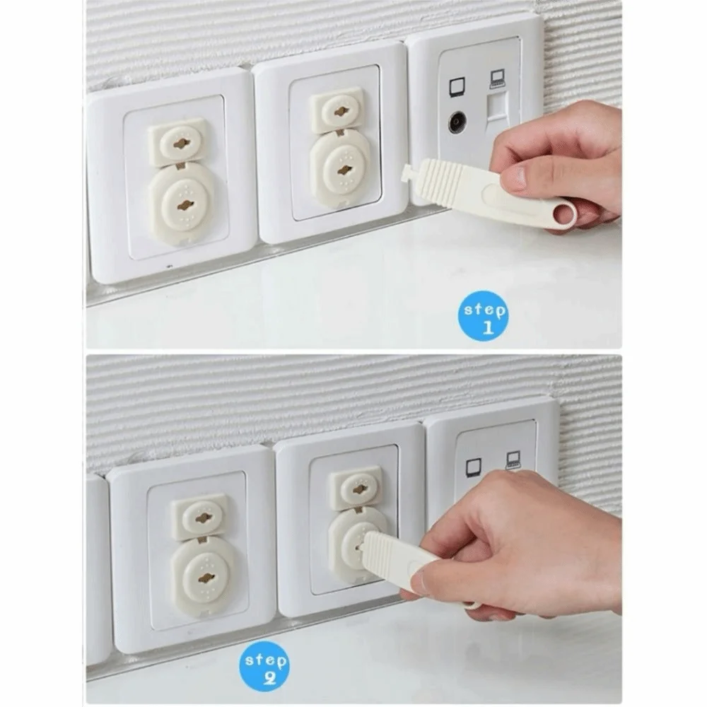 1 Set Lockable Design Protective Cover Safety Lock Shock Prevention Power Supply Cover Unisex-Friendly Safety Cover