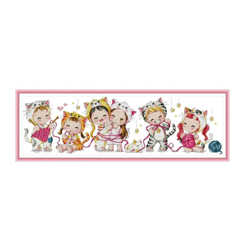 Cute Little Girl Collection Home Decor dipinti contati stampati su tela DMC 14CT 11CT punto croce ricamo set