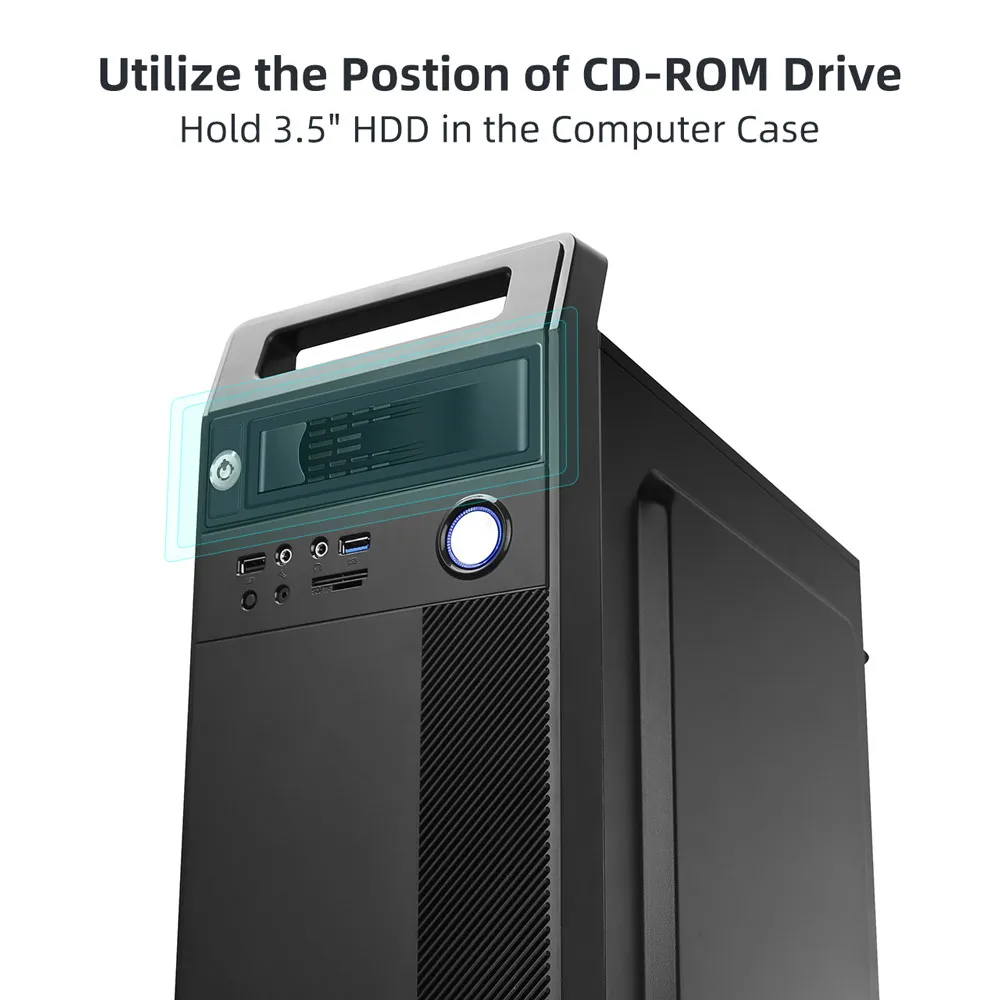 MAIWO CD-ROM Ruang HDD Rak Ponsel Internal 3.5 Inci HDD Alat Penutup Konverter Gratis Instalasi Hard Disk HDD-ROM Casing HDD